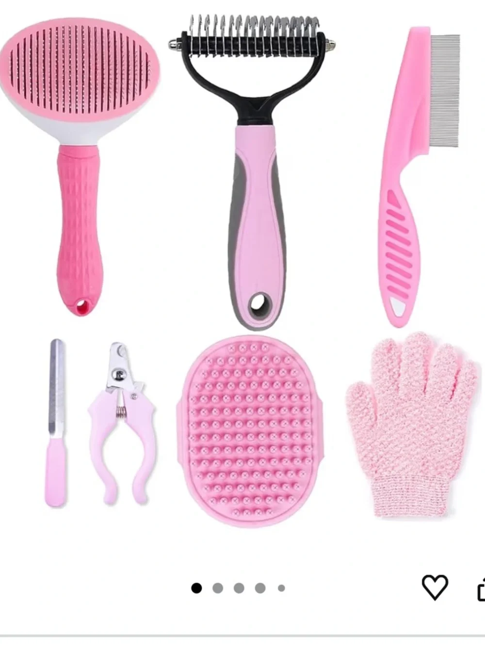 NWT Pink Pet Grooming Kit – 7-Piece Bath & Hair Care Set
